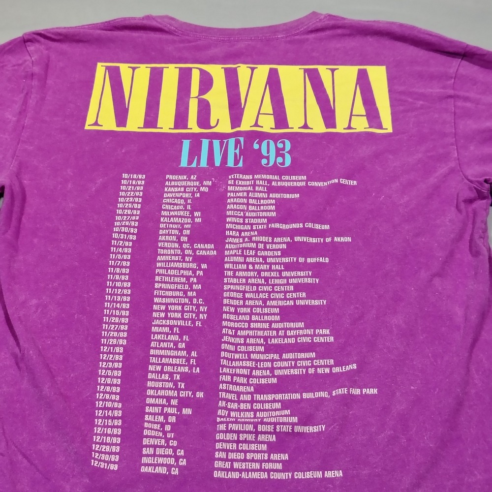 Nirvana Shirt Women Large Purple Live 93 Tour Graphic Tee Band Merch - Picture 6 of 11